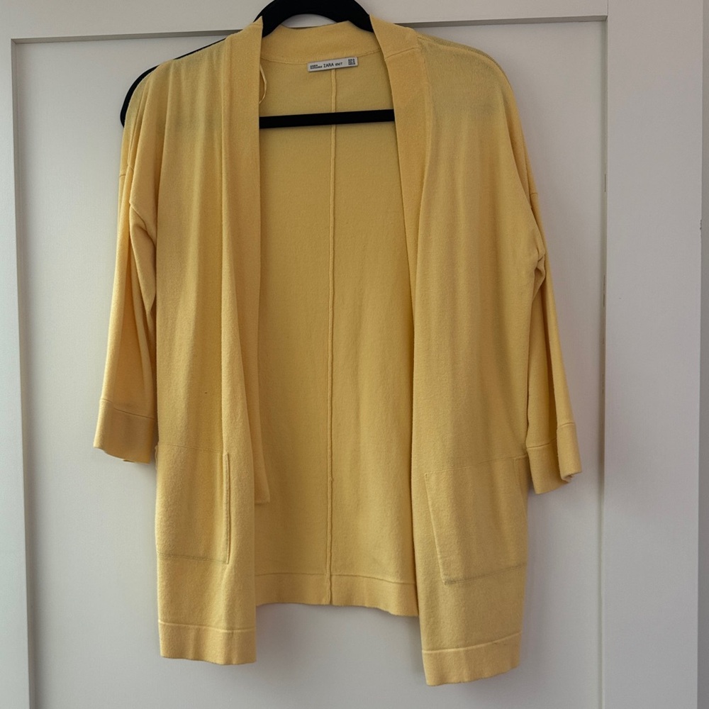 Zara Soft Yellow Open-Front Cardigan